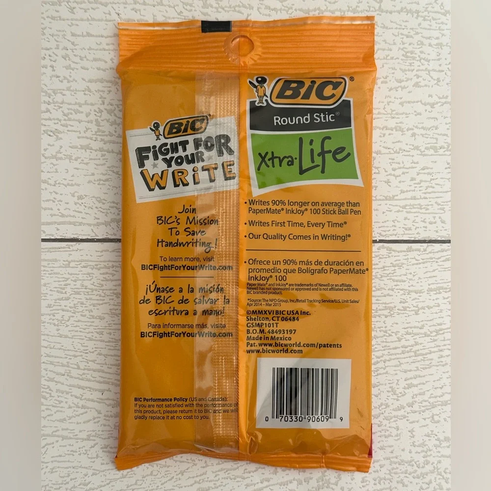 BIC Round Stic Xtra Life Red Ink Ball Pens